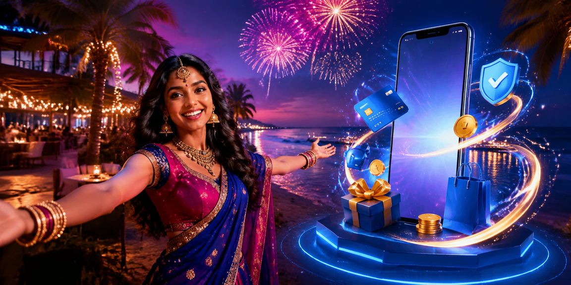 Mobile payment transactions at beach setting in Goa